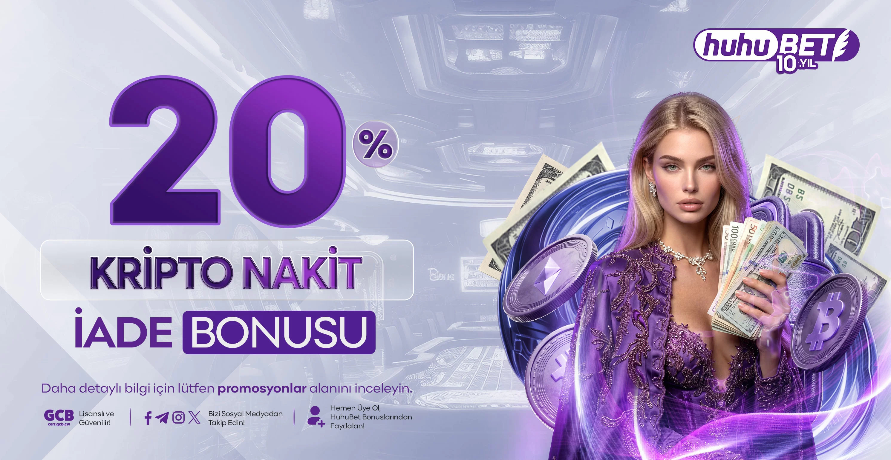 HuhuBet kripto nakit iade bilgi görseli